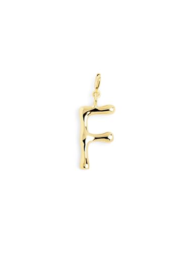 SINGULARU - Charm Letter XL - pingente inicial em latão com acabamento casa de banho de ouro de 18 Kt - pingente letras A - Z - Charm combinado com colar - jóias para mulher
