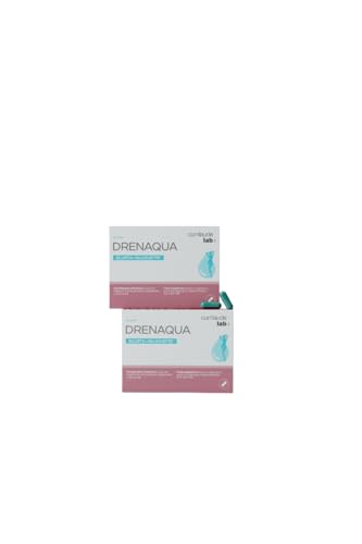 Cumlaude Lab Drenaqua (Duplo) Complemento alimentar diurético para retenção de líquidos, com chá verde, pré-bióticos, magnésio e vitamina B6, embalagem de 2 x 30 cápsulas