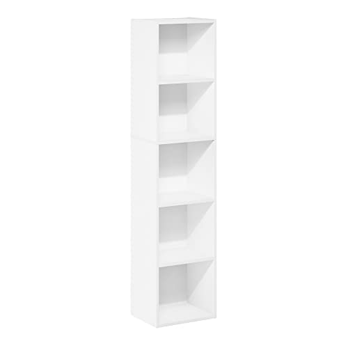Furinno Passar estante aberta livraria de 5 níveis, branco