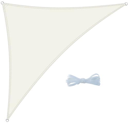 Cool Area Toldo vela de sombra triangular impermeável, 5 x 5 x 7 m, proteção UV, PES para pátio exterior e jardim, terraço-creme