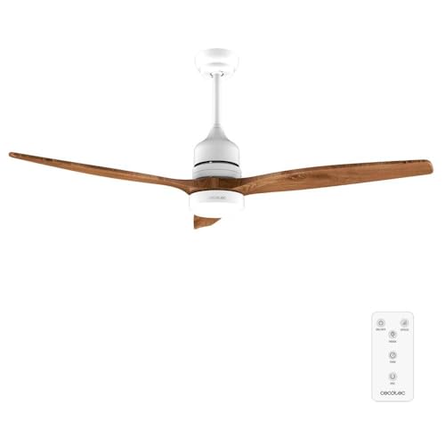 Cecotec Ventoinha de teto com luz EnergySilence Aero 5275 White&BlackWood 40 W e 52", com motor DC, comando remoto, luz LED, altura dupla, temporizador programável, modo winter-summer