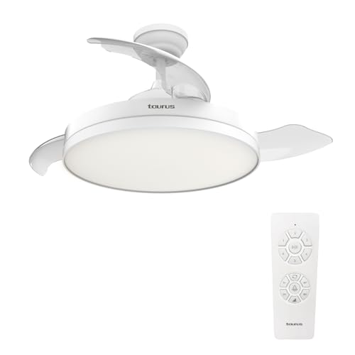 Taurus Ventoinha de teto com luz Fresko Hide&Go | 3pás, ultra silencioso, temporizador 8h | 6 velocidades, controlo remoto, programável, branco
