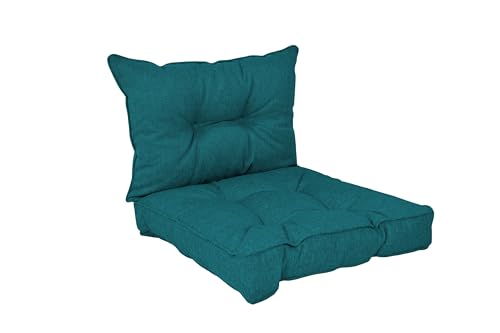 POKAR Almofadas Lounge exterior almofada assento móveis jardim almofada para cadeira, conjunto de 2: Almofada assento 60 x 60 x 10 cm encosto 60 x 40 x 10 cm, verde escuro