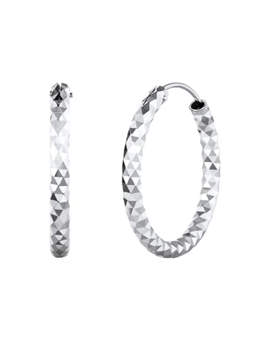 Silvora Brincos aros boémios prata para senhoras mulheres, corte de diamante, 30 mm 50 mm 70 mm diâmetro, prata de primeira lei/prata ouro