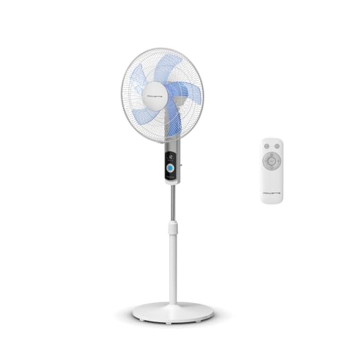 Rowenta Turbo Silence - ventilador de pé, apenas 35 dB (A) modo Silent Night com economia de energia, 12 velocidades, ecrã LED digital, temporizador, controlo remoto, branco, VU5650