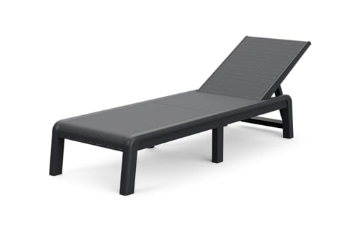 Keter Espreguiçadeira de jardim dobrável para exterior, terraços, pátios, jardim, 4 posições, cor grafite