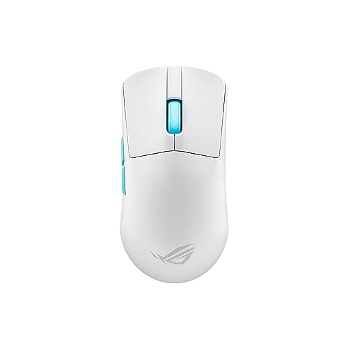 ASUS ROG Harpe Ace Aim Lab Edition Rato Gaming sem fios (54 g, ROG AimPoint 36.000 PPP, conectividade tripla, Microswitch ROG, 5 botões programáveis, ajuste de perfis com Aim Lab), branco