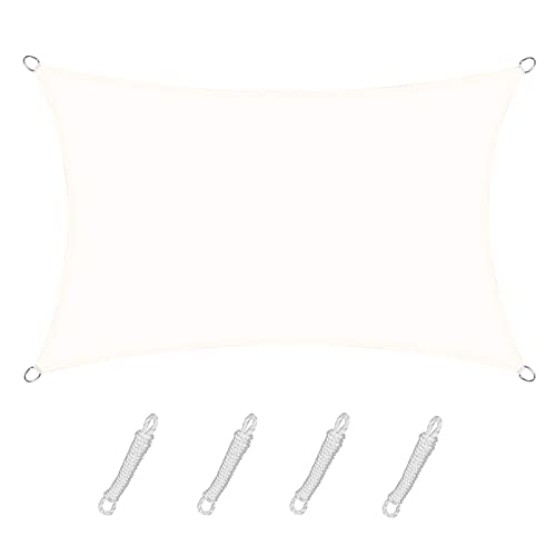 Sunnylaxx 4 x 6 m, vela de sombra impermeável, retangular, creme, toldo para exteriores, terraço, proteção contra raios UV, para exteriores, pérgolas e jardim, terraços