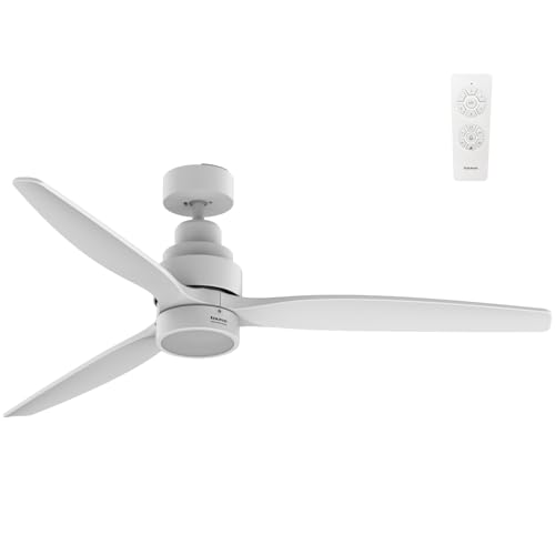 Taurus - Ventoinha de teto Fresko 3B Pure Ultra Silence | Motor DC TURBO QUIET 30 W | 6 velocidades, pás de madeira de 132 cm, função de verão/inverno, com luz regulável