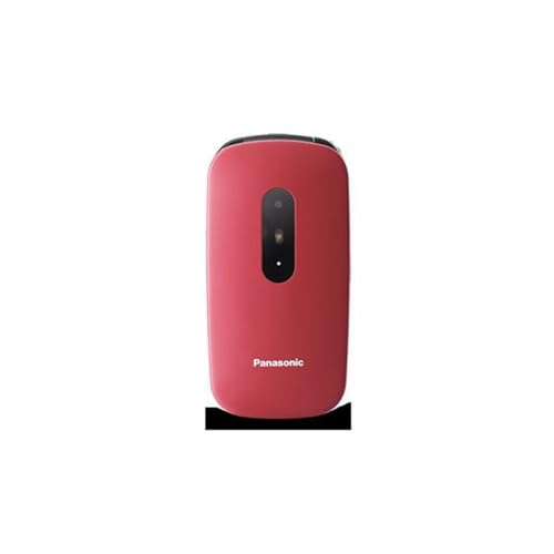 Panasonic KX-TU446EXR 2G Telemóvel para idosos, resistente a impactos, câmera, inclui auriculares e carregador, ecrã colorido de 2,4 polegadas, chamada de emergência SOS, vermelho