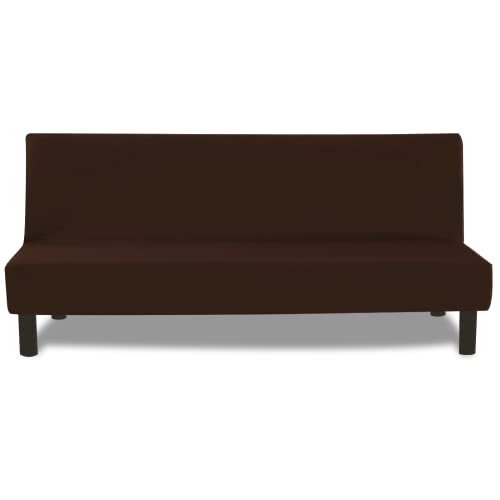 FIGOOO Capa para sofá cama sem braços 3 lugares capa de sofá elástica dobrável ajustável universal elastano capa para futão antiderrapante protetor cobertura do sofá clique-lac, castanho escuro