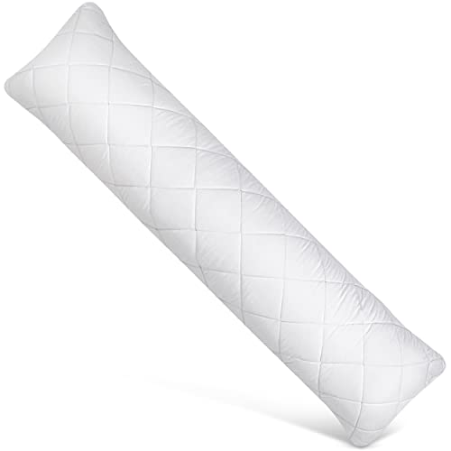 Utopia Bedding Almofada corporal acolchoada 40 x 145 cm (embalagem de 1), almofada de gravidez e maternidade, enchimento de poliéster macio (branco)