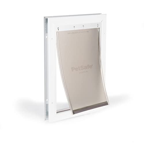 PetSafe Staywell - Porta com moldura de alumínio para gatos grandes e cães médios - sistema de bloqueio, resistente, isolamento e fácil de instalar, não adequada para vidro - M