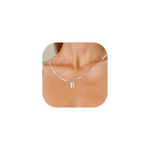 Esmoly Colar de prata/ouro mulher com início A-Z colar personalizado 14 K dourado Necklace ajustável presentes originais para mulher 16 + 2 polegadas