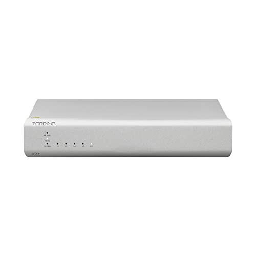 Topping U90 ponte USB Hi-Res com saída axial, ótica, AES e IIS, suporte DSD nativo, cor prateada