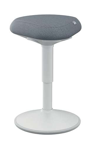 Leitz Ergo Banqueta ergonómico com acolchoado duplo, altura ajustável 47 a 64 cm, para trabalho sentado, cobertura fabricada com 100% de material reciclado pós-consumo, gama ergonómica, cinzento claro