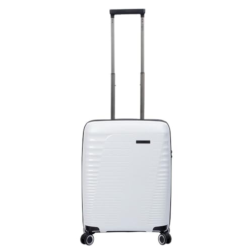 TOTTO - Mala pequena com rodas, modelo Traveler, 45,5 x 66 x 31,5 cm, capacidade 82 l, rígida e expansível, rodas 360º, pega telescópica, correias de compressão internas, cadeado TSA, Branco