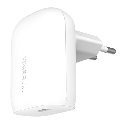 Belkin Carregador de parede USB-C de 30 W com PPS, carregamento rápido PD 3.0, carregador USB C carregamento rápido com certificação USB-IF para iPhone 16, 15, Samsung Galaxy S24, iPad, AirPods,