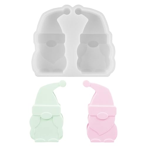 Moldes velas, moldes de silicone 3D em forma de gnomo para o Natal gesso pai natal para fundir moldes de silicone para o Natal Páscoa