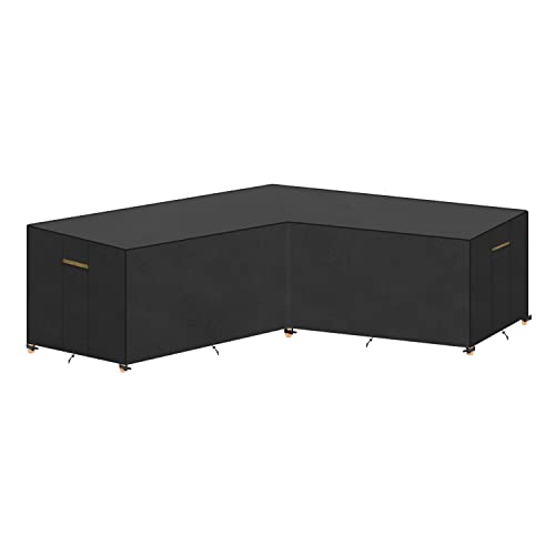 VANSHEIM Capa protetora para móveis de jardim em forma de V cobertura sofá exterior impermeável resistente ao vento Oxford capas para sofás, canto jardim 215 x 215 x 87/80 cm