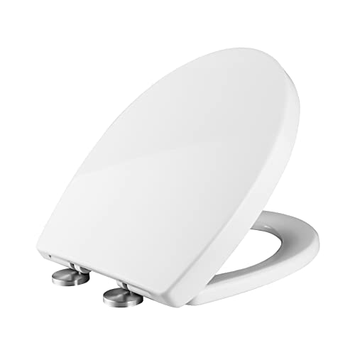 Ibergrif M41002 Tampa wc, assento sanitário macio em forma de O com libertação rápida para facilitar a limpeza, branco