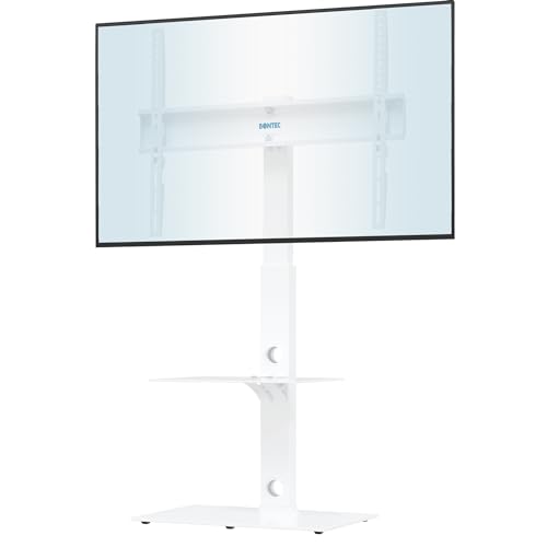 BONTEC Suporte TV de pé para TV de 30 a 70 polegadas de plasma LED OLED LCD, ajustável em altura, suporte para televisão com prateleiras de vidro temperado de 2 níveis, até 40 kg, VESA máximo. 600 x