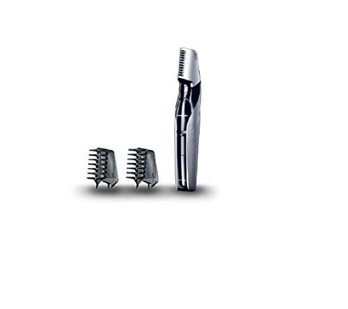 Panasonic ER-GK60-S503 Aparador de barba e precisão 3 em 1 (recarregável, forma de nava, i-Shaper, 3 acessórios, aço inoxidável, pente para áreas delicadas e para perfil de barba), prata