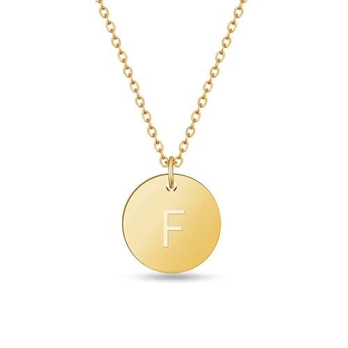 Good.Designs® Colar com inicial para mulheres, em ouro, letras redondas