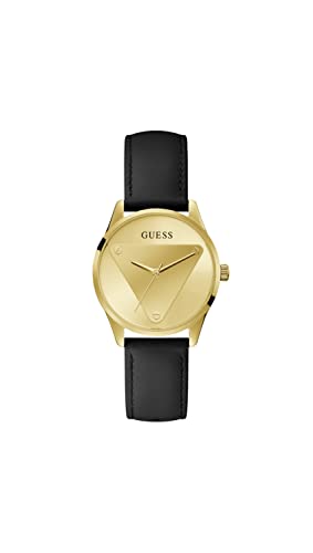 Guess Ladies 36mm Watch - Black Strap Champagne Dial Gold Tone Case