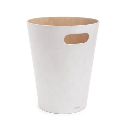 Umbra Woodrow Cesto de lixo, com capacidade de 7,5 l, branco/natural