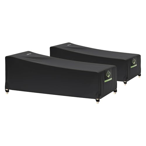 AWNIC Capa protetora de 2 peças, espreguiçadeira de jardim, capa para espreguiçadeira de vime, impermeável 420D, 200 x 75 x 40/70 cm