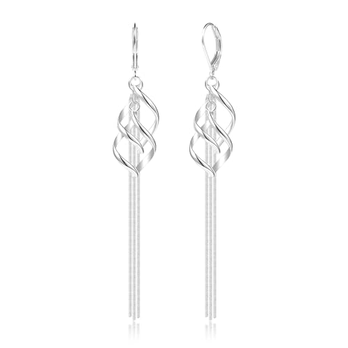 ALEXCRAFT Brincos mulher prata compridos, brincos pendentes pérolas prata 925, elegante, leves, hipoalergénicos, para festa, banquete, presentes de joalharia