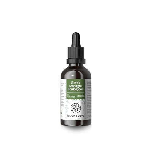 NATURE LOVE® Gotas amargas ecológicas sem álcool inspiradas no Hildegarda de Bingen (50 ml) - gotas de alta dosagem em extrato de 5:1 de plantas veganas, testadas em laboratório