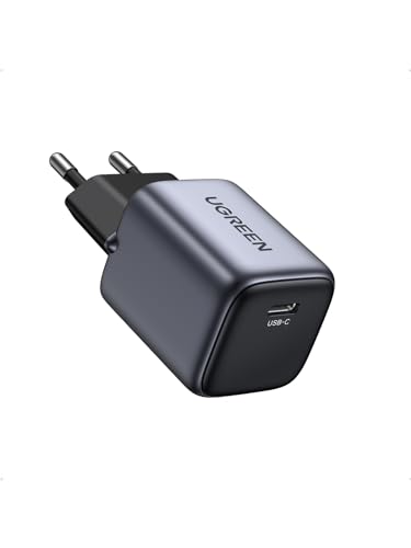 UGREEN Nexode 30W Carregador USB C GAN para Google Pixel 7/6A, tomada compatível para iPhone 16 Plus Max/15/14/13/12, iPad Pro/Air/Mini, Galaxy S23/S22/S21 preto, dji azul
