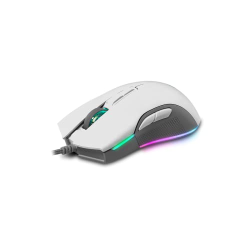 NEWSKILL EOS rato Gaming RGB com fio preto 16000DPI 10 perfis configuráveis sensor ótico PMW3360 branco