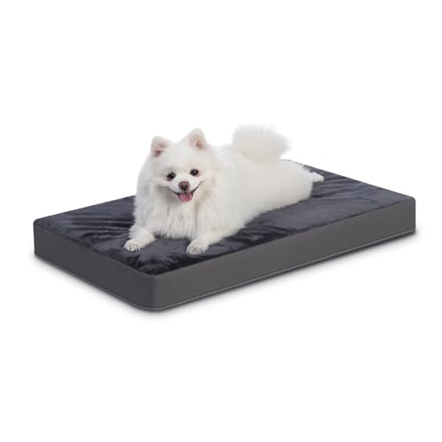 Favodormir Cama ortopédica para cães pequenos, colchão para cães, colchão lavável, base antiderrapante, cinzento escuro 75 x 45 x 7 cm