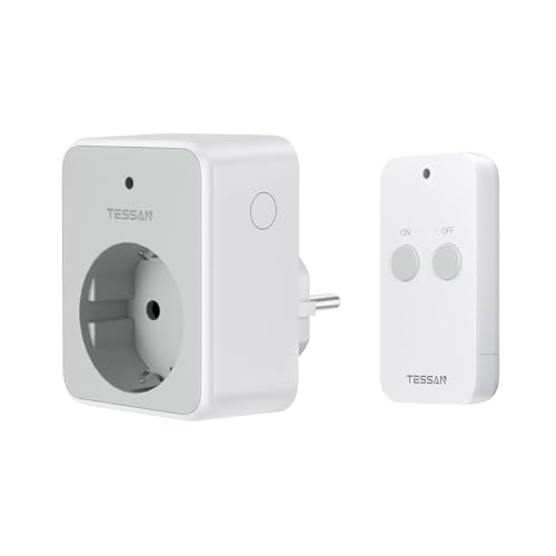 TESSAN Tomada com controlo remoto sem fios, tomada de controlo remoto de 3600 W, faixa de operação de 30,5 m com controlo remoto magnético, programável
