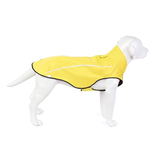 Mile High Life Casaco impermeável leve com tira refletora para cães, roupa ajustável à prova de água com fecho fácil para animais de estimação, amarelo, L