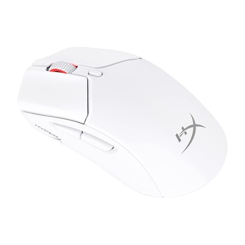 HyperX Até 2 Wireless – rato gaming sem fios, ultraleve 61 g, bateria 100 h, sensor preciso HyperX 26 K, cabo HyperFlex 2, antiderrapante, cor branca