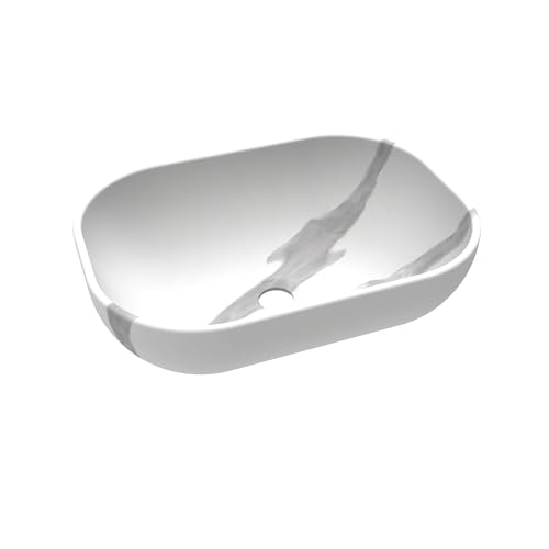 BAIKAL Lavatório sobre bancada, oval, calacatta, 46 x 33 x 13,5 cm, sem orifício para torneira | lavatório casa de banho | envio com embalagem reforçada