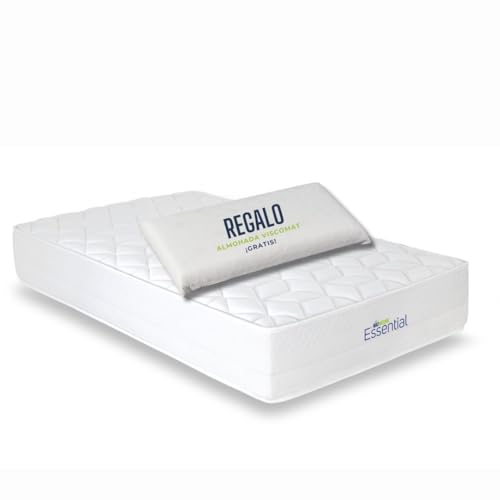 Matnature Essential | Colchão viscoelástico, núcleo HR (High Resilience) compactado, reversível, verão e inverno, altura de 24 cm, presente de almofada Viscomat (90 x 190 cm)