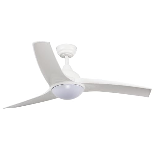 M mimotec Ventoinha de teto com luz LED Ivara branco 58 W, comando remoto, baixo consumo, motor DC 34 W Luz LED 24 W, 6 velocidades, silencioso, 3 pás, inverno-verão, temporizador.