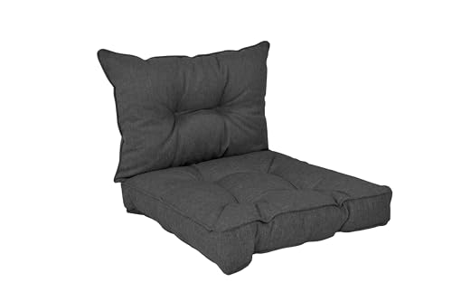 POKAR Almofadas Lounge exterior almofada assento móveis jardim almofada para cadeira, conjunto de 2: Almofada assento 70 x 70 x 10 cm encosto 70 x 40 x 10 cm, antracite