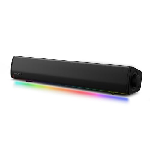 CREATIVE Sound Blaster GS3 Barra de som compacta para jogos com RGB e SuperWide Technology, alimentação via USB, Bluetooth 5.4