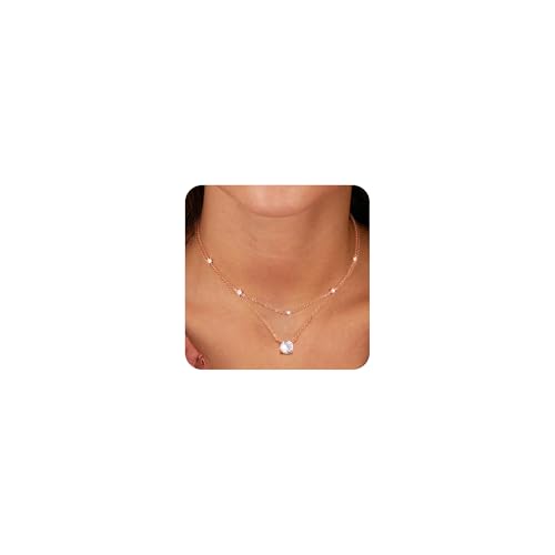 ALEXCRAFT Colar mulher prata de lei 925 com colar coração, colares compridos mulher camadas empilháveis 2 em 1 banhado a ouro 14 K ajustável com correntes colar coração jóias presente
