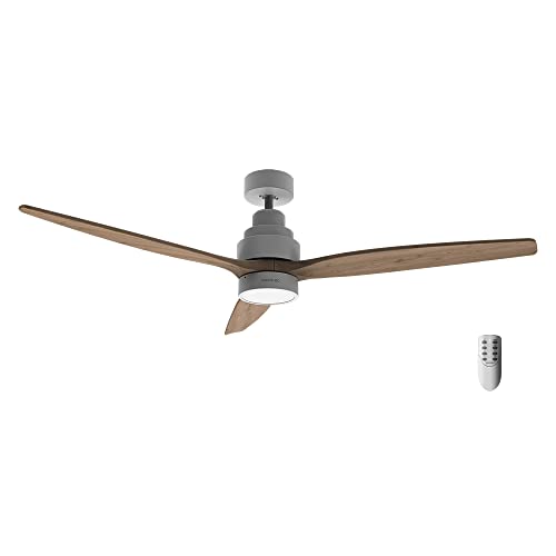 Cecotec Ventoinha de teto com luz EnergySilence Aero 5300 White & Wood Design. 30 W, diâmetro de 52 polegadas com 3 pás, motor DC, luz LED, controlo remoto, temporizador e modo Winter-Summer