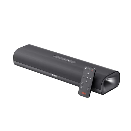 OXS Thunder Lite Barra de som para jogos de PC, altifalante para TV com som envolvente virtual, tubo de graves, design compacto, compatível com HDMI/AUX/Optical, conexão sem fios Bluetooth 5.0