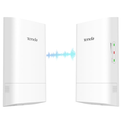 Tenda WiFi Bridge 5 GHz 867 Mbps, ponte sem fios WiFi exterior, CPE de exterior de longo alcance 1 km, antena direcional 9dBi, PoE passivo, IP65 impermeável, embalagem de 2 (O1-5G)