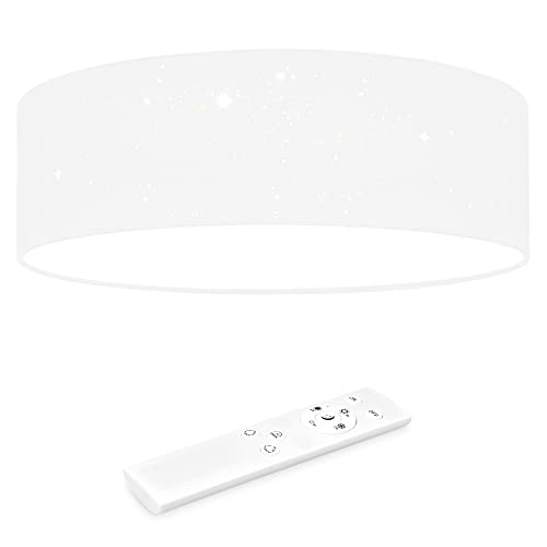 Navaris Candeeiro LED de teto com estrelas de 32 cm - luz com controlo de temperatura regulável e controlo remoto para sala de estar quarto - branco