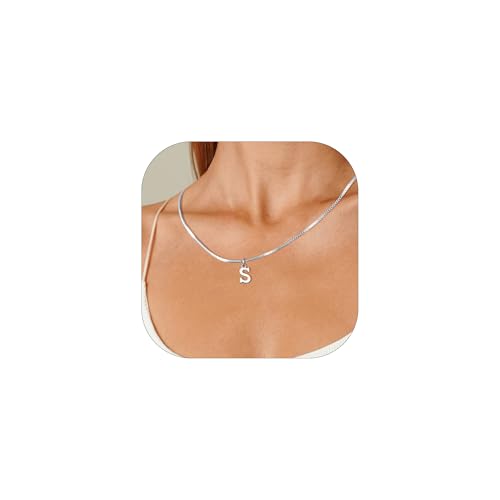 Esmoly Colar de prata/ouro mulher com início A-Z colar personalizado 14 K dourado Necklace ajustável presentes originais para mulher 16 + 2 polegadas